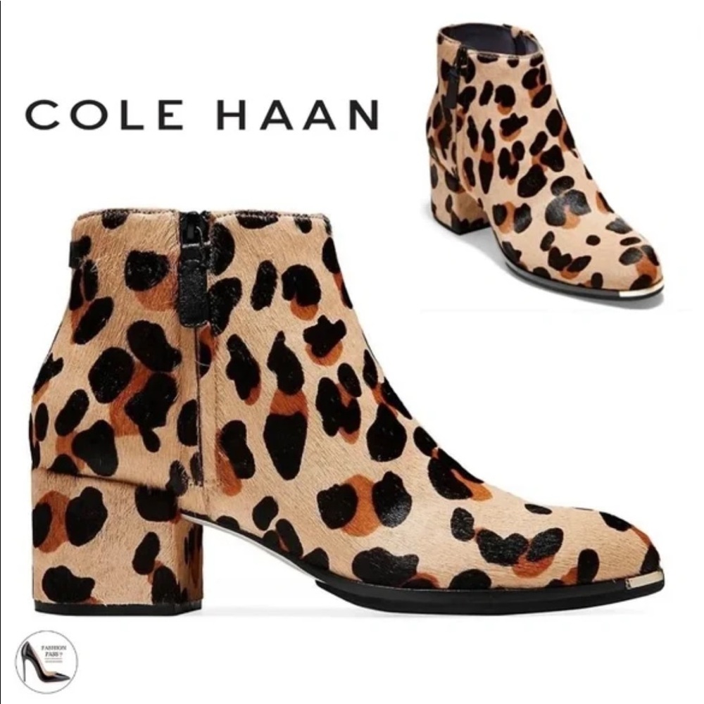 Cole Haan Leopard cheetah print calf hair bootie